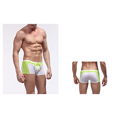 JEShifangjiusu Men'S Swim Trunks Boxers Swimwear Swimming Trunks Drawstring Stripe Bulge Low Waist Boxer Briefs Swimsuit4