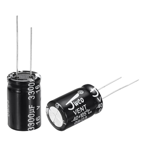 sourcing map 3300uF 16V 13x21mm Electrolytic Capacitor, Radial Leads Aluminum Capacitors for TV, LCD Monitor, VCD, 10Pcs