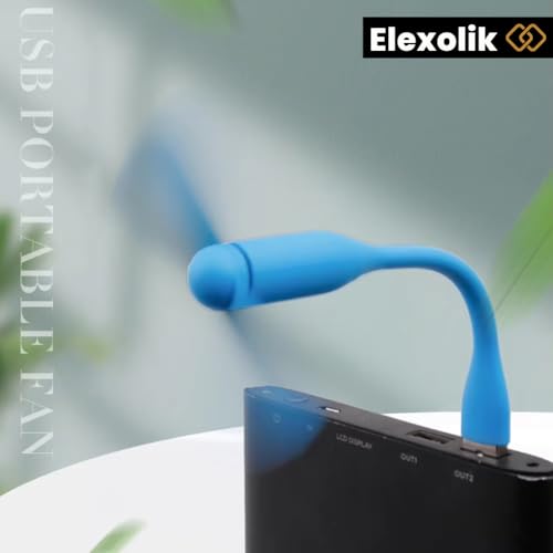 Image of Pack of 2Pcs Portable Mini Fan with Direct USB Plugin Laptop, Powerbank, Charger | Flexible Body for Kids, Adults Indoor & Outdoor Uses Travel, Library (Color May Vary)
