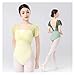 BNDDZBN Ballet Leotard Women Ballet Leotards Dance Leotard Short Sleeve Pleats Ballet Bodysuit Adult Fake Two Piece Gymnastics Leotards(Light yellow,L 165cm to 170cm)