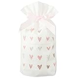 Hibridge TAKASUE ラッピング袋 リボン マチ付き かわいい プレゼント用 袋 10枚入 贈り物 包装【ハート】