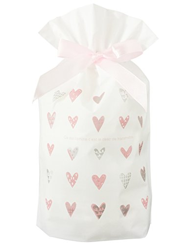 Hibridge TAKASUE ラッピング袋 リボン マチ付き かわいい プレゼント用 袋 10枚入 贈り物 包装【ハート】