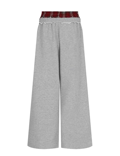 Aelfric Eden Baggy Wide Leg Sweatpants for Women Men Double Elastic Waisted Streetwear Y2K Casual Lounge Pants Trouser with Pockets Grey Small - image 7