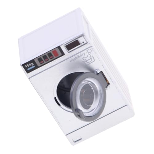 FUNOMOCYA Miniatur Waschmaschine Modell Realistisches Puppenhaus Zubehör Detailgetreue Wasch Trocken Kombination Kindgerechtes für Mädchen Geeignet als Dekoration für Puppenhaus Waschraum