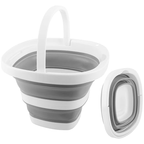 Faltbarer Eimer 5L, Silikon Falteimer Putzeimermit Griff, Platzsparend Sandeimer, Angeleimer, Wascheimer für Outdoor Camping Reisen Strand Auto Wäsche Wäscherei Waschbade für die Reinigung-Quadrat