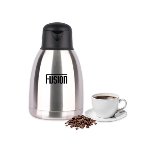 Fusion Food Airpot Flask – 2L Double Wall Insulated Thermal Coffee Carafe with Pump Action & 360° Rotating Base – Stainless Steel Hot Water Dispenser for Tea, Coffee & Cold Drinks
