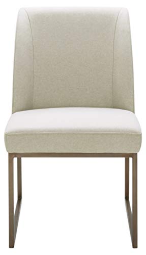 Amazon Brand – Rivet Contemporary Dining Chair With Brass Metal Base, 34"H, Chalk #TOP3