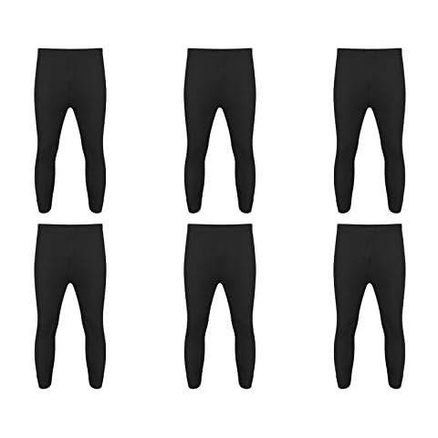 6 x Mens Thermal Long Johns Top Bottom Underwear Trousers T Shirt Set S M L XL  (Black Long John, S) Cover