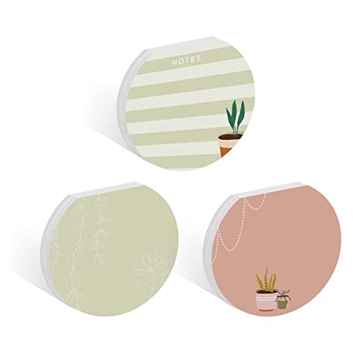 Blocs de notes adhésifs plantes lot de 3 mémos ronds