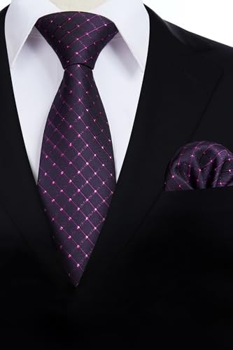 Image of HISDERN Polka Dot Ties for Men Classic Silk Ties and Pocket Square Formal Business Necktie Handkerchief Wedding Party