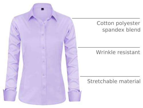 Image of J.VER Womens Dress Shirts Long Sleeve Button Down Shirt Wrinkle-Free Business Casual Blouse Office Work Tops