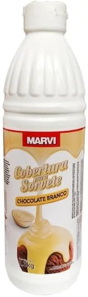 Cobertura Para Sorvete Calda Sabor Chocolate Branco 1,3kg Marvi