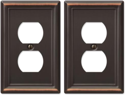 Image of Amerelle 149DDB Chelsea Wallplate, 1 Duplex, Steel, Aged Bronze, 2-Pack