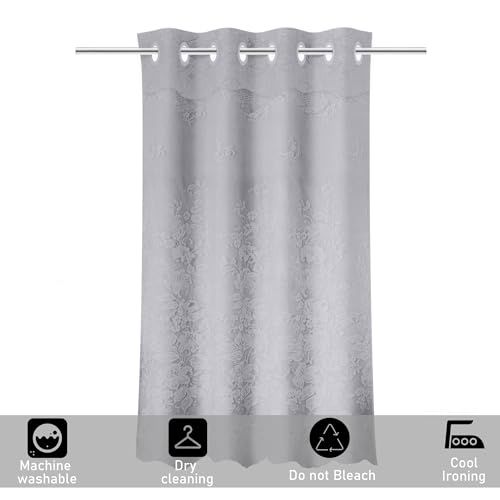 Image of Kuber Industries 9 Feet Stylish Curtains for Living Room & Bedroom | Light Control & Pests Preventive Door Parde for Pooja Room & Home Decor | Frill Net - Grey