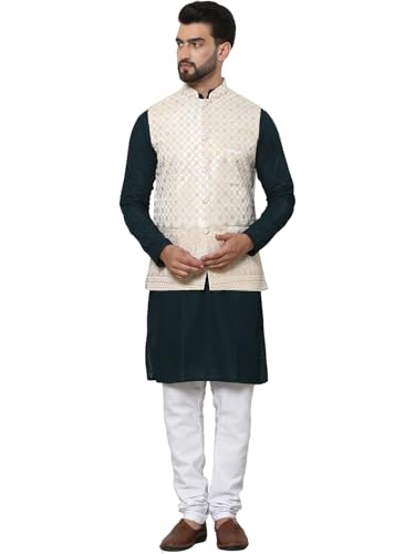 Sojanya (Since 1958 Pure Cotton Kurta And White Pyjama With Nehru Jacket