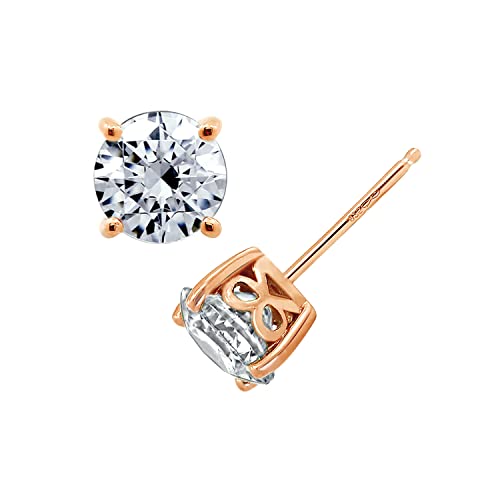 Yellow gold plated Sterling Silver cubic zirconia stud earrings