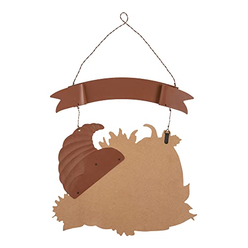 Glitzhome 16" H Thanksgiving Wall Decor Give Thanks Hanging Sign Decorations Pumpkin Croissant Corn Decorative Signs Plaques Fall Harvest Decor Wall Mounted Metal Wooden Sign For Front Door Home #TOP2