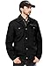 WenVen Men's Fashion Casual Cotton Canvas Military Jacket (Black, L)