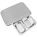 Angoily 1Pc Piatto Diviso in Acciaio Inox per Bambini, Piatto Rettangolare per Controllo Porzioni di Pasto con Coperchi ( 4 Sezioni, con Coperchi in Acciaio )