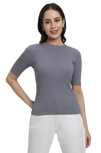 Image of Forever 21 Womens Solid Regular Fit Basic T-Shirts