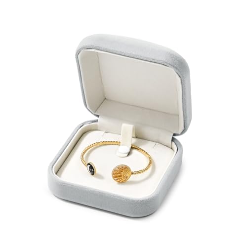 Papten Bangle Gift Box Luxury Velvet Jewellery Bracelet for Women Small Bangle Box for Birthdays, Weddings（Grey）