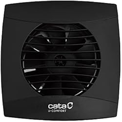 Ventilador Cata Cata, extractor de Baño, Modelo UC-10 STD BLACK, Extractor silencioso, Serie U - Confort, Motor de Bajo Consumo, Serie Estandar, Clase de Eficiencia Energética B, negro. 150 x 150 x 77,5