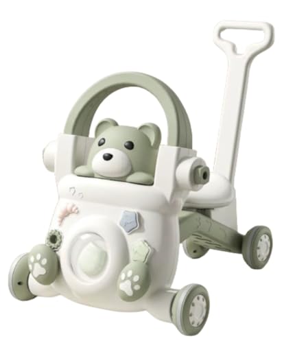 Sailozaiベビーカー、歩行車、多機能赤ちゃんが座ることができて、子供は歩くことを学んで、足に傷がないことを押さえます (抹茶グリーン,4 in 1+プッシュハンドル+音楽ライト)