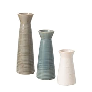 Sullivans Ceramic Vase Set- 3 Small Vases, Rustic Home Décor, Modern Farmhouse, Ideal Shelf Décor, Table Décor, Bookshelf, Mantle, Entryway- Multi-Color (CM2968)
