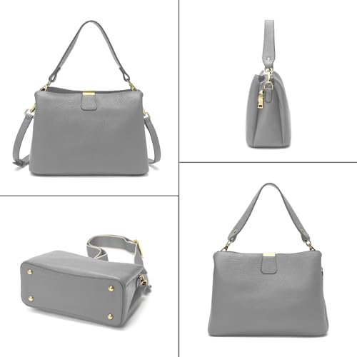 Image of Small Women Soft Genuine Leather Shoulder Bag Crossbody Purses for Lady Bucket Handbag