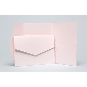 Uitnodigingskaarten van Pearlescent Pocketfold Ltd. – parelmoer, 130 mm x 185 mm, kleur: babyroze roze