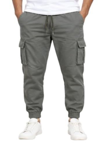 Image of Men's Jogger Cargo Pants | Stretchable Cotton Blend Utility Trousers | Regular Fit Multi Pocket Casual Bottom Wea