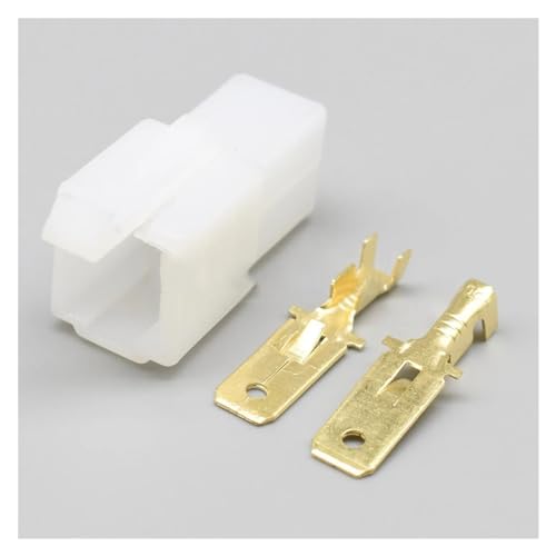 ROBAUN 10/50Sets Auto Motorcycle 2 Pin White ABS Female Male Harness Connector Automotive Connector Household Plug 6120-3523 6110-4623 (Color : Male Set, Size : 10Sets)