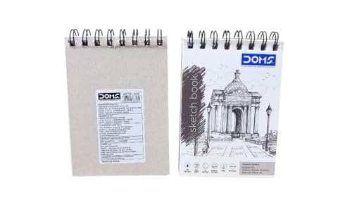 Image of Doms A6 Sketchbook Pack of 2 Pcs, 150 GSM, 50 Sheets, Medium Surface, Spiral Bound, Natural Paper Shade, for Crayons, Pastels, Graphite, Charcoal, Paints Pack of 2 pcs
