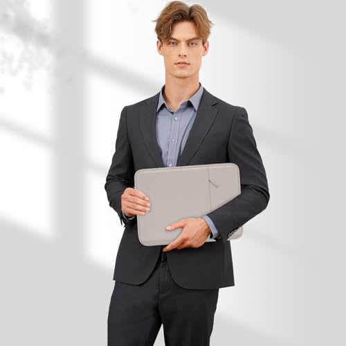 Image of MOSISO Laptop Case 14 inch, 14 inch Laptop Sleeve Compatible with HP Lenovo Dell ASUS Acer, HP Stream, Dell Latitude, Lenovo IdeaPad, Polyester Vertical Computer Sleeve Bag with Pocket, Stone Gray