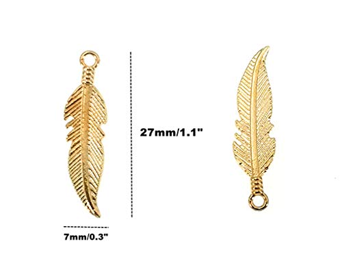 100Pcs Indian Feather Charms Pendants Easter Angel Wing Feather Dangle Charm For Diy Crafting Bracelet Necklace Jewelry Making Findings(Gold Tone) #TOP1