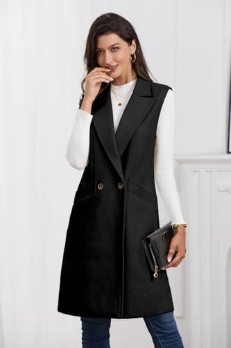 IDEALSANXUN Womens Long Vest Fall Winter Wool Sleeveless Blazer Jackets Waistcoat Coats2
