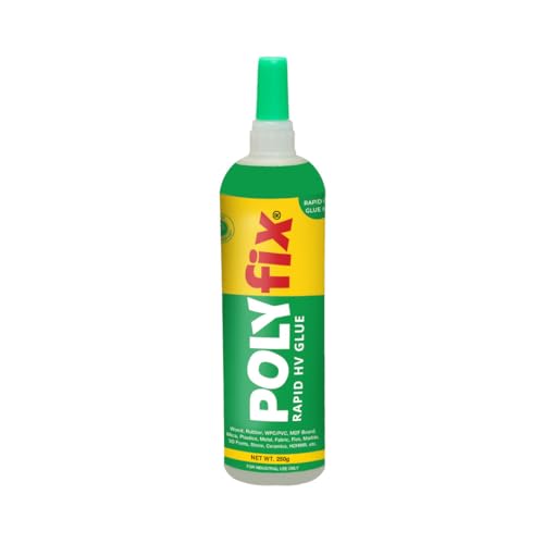 POLYFIX Rapid HV Glue for Adhesion of MDF, Furniture, PVC/WPC Board, Mica, Charcoal, Rubber, Ceramics, Metals, Plastics, Stone, Marble etc. - 250g Transparent