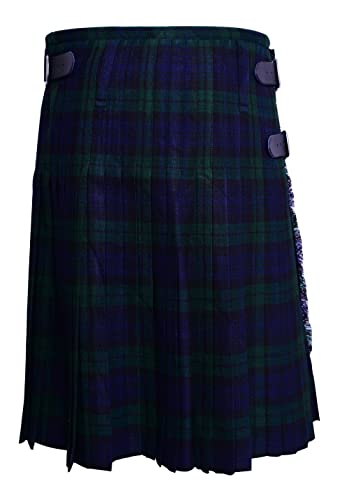 Kilts For Men 5 Yard Scottish Kilt men’s Acrylic Wool 13oz, Highland Wear Tartan Kilts by KS (Black Watch, 30 Inch)