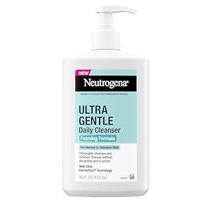 Neutrogena Ultra Gentle Foaming Facial Cleanser, Fragrance Free Hydrating Face Wash for Sensitive Skin, Daily Non Over Drying Makeup Remover, Hypoallergenic, Soap & Dye Free, Non-Comedogenic, 16 Fl Oz