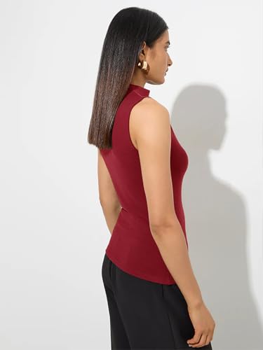 Image of KOTTY Women's Sleeveless High Neck Ribbed Tank Top Combo Pack of 2 Stylish Casual & Office Wear Tops