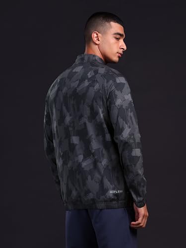 Image of TECHNOSPORT Men's Polyester Standard Length Slim Fit Printed Regular Jacket With SPF50+, Quick Dry for Regular Use