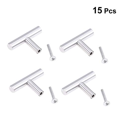 Nicexmas 15u00a0pcs Boutons Poignée en acier inoxydable Boutons de tiroir en verre Bouton de poignée de porte pour armoire meubles de cuisine Maison Décoration (Silver)