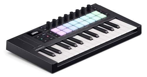Novation Launchkey Mini 25 MK4 — Portable 25 Mini-Key, USB, MIDI Keyboard Controller with DAW Integration. Chord Mode, Scale Mode, Drum Pads, and Arpeggiator. Includes Music Creation Software Bundle