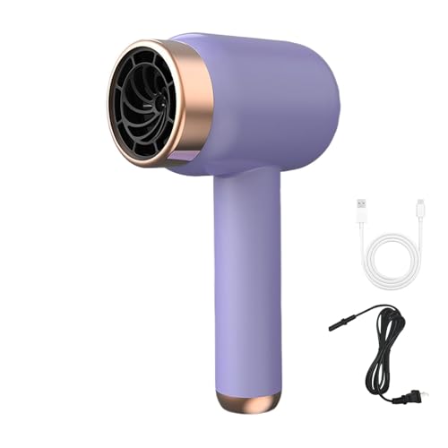 Cordless Hair Dryer for Women with Battery, Rechargeable Blow Dryer, Rechargeable Hair Dryer with USB Charging Hot Cold Wind Wireless Hair Dryers with Battery for Travel Camping Use (PurpleA)