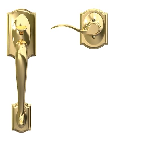 Image of Schlage FE285 605 Acc CAM RH Lower Half Handleset, Camelot Interior Trim, Bright Brass