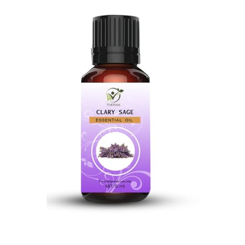 Image of VIRTUAL Essential Oil Clary Sage 15ml Pure Aromatherapy Essential Oil for Diffuser Massage Spa Relaxation Home Fragrance and Wellness