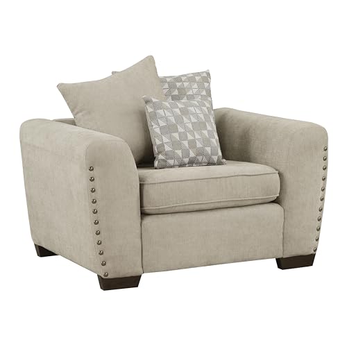 Sillón Plegable Chenille Marrón Claro miniatura 3