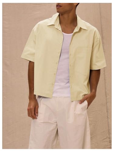SHENHE Men's Short Sleeve Button Down Shirt Oversized Collared Summer Casual Pocket Shirt4