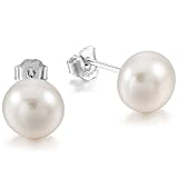 Longitud: 7 mm (0,3 Pulgada) Perla Pendientes - TOOGOO(R)7mm 925 Plata Semental Pendientes Agua Dulce Blanco Alianzas Boda Encanto Atractivo Elegante Mujer