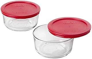 Food Storage Pyrex Pyrex Storage 4-Cup Round Dish with red plastic lids(Pack of 2 Containers), 2 pack
